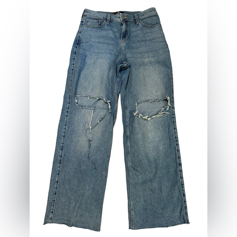 Hollister High Rise Vintage Baggy Jeans Distressed Light Wash Sz W25 L32
